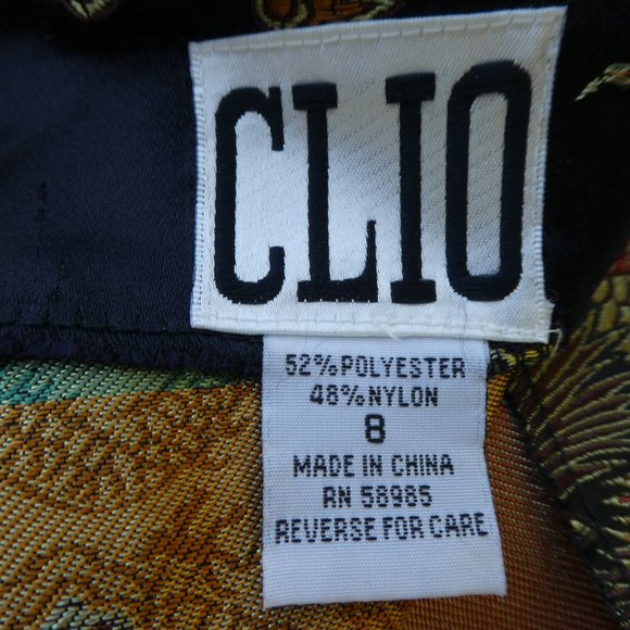 Vintage 90s Clio Black Satin Skirt Asian Dragons Floral Embroidery Bead Fringe 8 - Picture 11 of 12